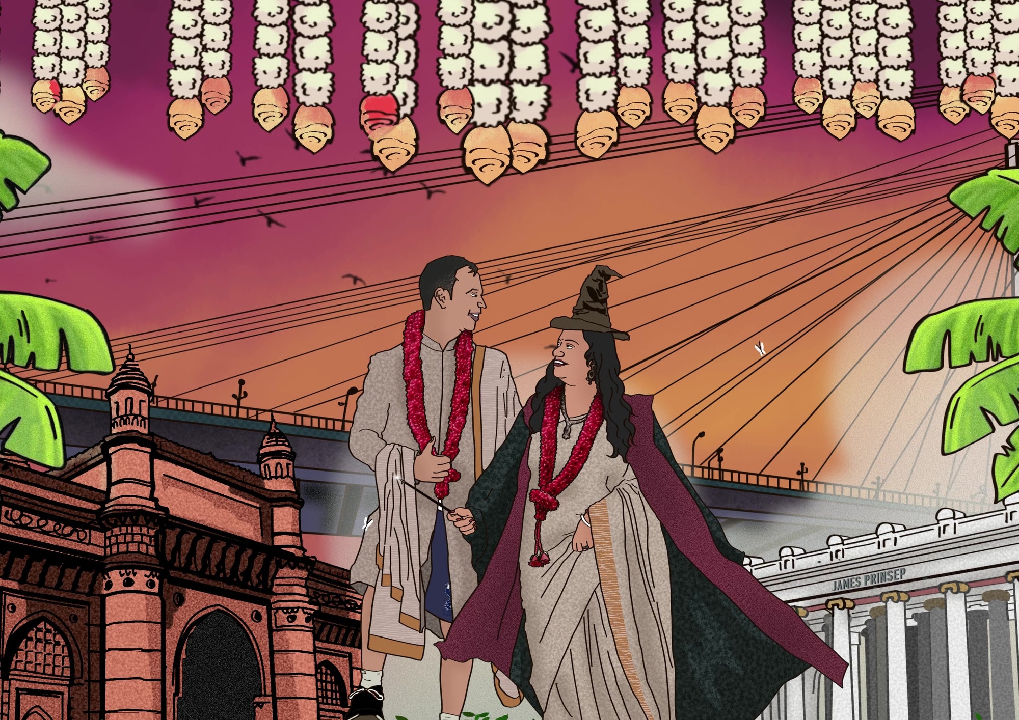 Personalised animated wedding card featuring the couple’s custom illustration, bringing your love story to life in a magical, moving experience.